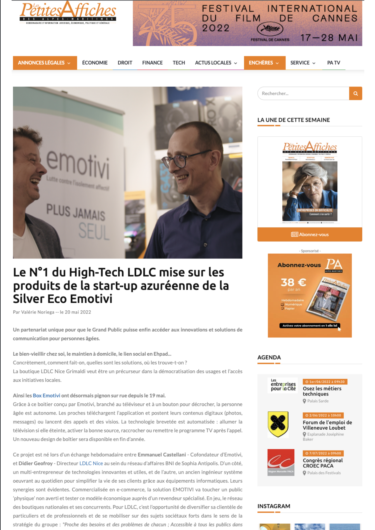 Le N°1 du High-Tech LDLC mise sur les produits de la start-up azuréenne de la Silver Eco Emotivi